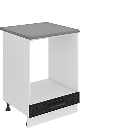 Belini Unterschrank SDP 60 cm, mit Arbeitsplatte, Königliches Ebenholz | Küche, Küchenunterschrank Breite, Küchenschrank ohne Tür, mit Schubladen