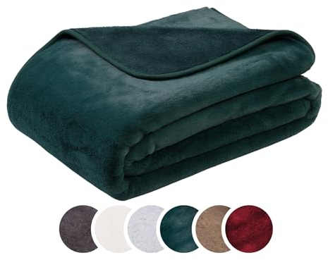 liebling Kuscheldecke Merino-Touch, Wohndecke Ultra flauschig als Sofaüberwurf oder Wendedecke, waschbar, 180 x 220 cm, dunkelgrün