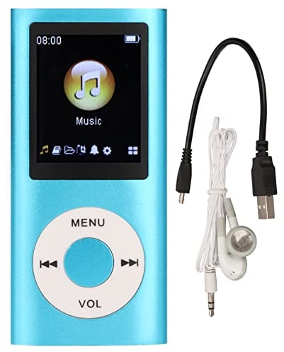MP3-Musikplayer, MP3-Player, Tragbarer MP3-Player, Schlanker 1,8-Zoll-LCD-Bildschirm, mit Kopfhörer, Unterstützt MP3, WMA, FLAC, APE, AAC, OGG und ACELP, Unterstützt Bis zu 64G (Blau)