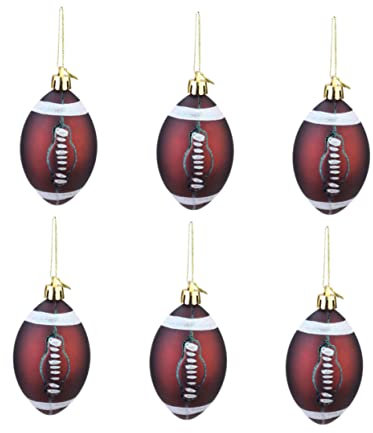 LABRIMP 6stücke Weihnachtskugeln Aus Kunststoff Bruchsichere Festliche Ornamente Für Weihnachtsbaum Und Partydekoration Sport-Thema Rugby