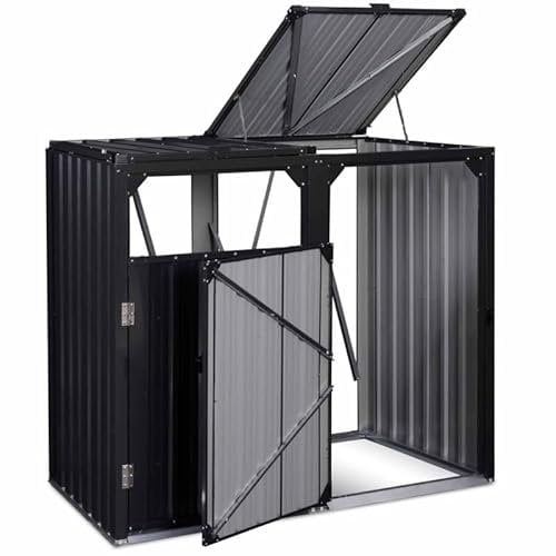 IDMarket - Cache Poubelle Double en Acier Gris Anthracite