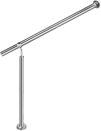 UISEBRT Edelstahl Eingangsgeländer Treppengeländer Handlauf Geländer für Innen Außen Treppen Wandhandlauf mit 1 Pfosten (200 cm)
