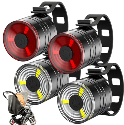 Sporgo 4 Stück Kinderwagen Licht: Kinderwagenlicht Batteriebetrieben LED-Kinderwagenleuchten mit 3 Lichteffekte, Wasserdicht Led Reflektoren Blinklicht für Alle Kinderwagen, Kinderwagen Zubehör (4PCS)