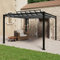 Willood Pavillon mit Lamellendach 3x3 m Anthrazit Stoff und Aluminium Gartenlaube Pergola, Sonnenschutz, Gartenzelt, Sonnendach, Gartenlaube, Terrassenüberdachung, Vordach