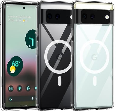 TIANNIUKE Magnetische Handyhülle für Google Pixel 6 Hülle, Transparent und Gelb Resistent, Kompatibel mit MagSafe, Slim Fit Stoßfeste Schutzhülle für Pixel 6 Case