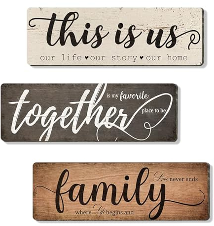 3-Piece Hanging Wooden Signs - 'This is Us' Wall Decor for Home & Dining Room