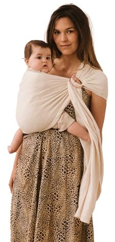 Studio Romeo - Tragetuch für Babys – physiologische Babytrage – Sling – praktisch – ohne Knoten oder Riemen – ab der Geburt – hergestellt in Portugal – 100 % Baumwolle – gestreiftes Leinen