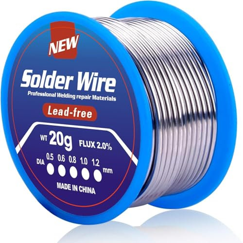 Solder Wire 0.8mm Blue, Soldering Wire Lead Free Sn99.3 Cu0.7 with Rosin Core for Electronic Electrical Soldering Components Repair and DIY (20g)