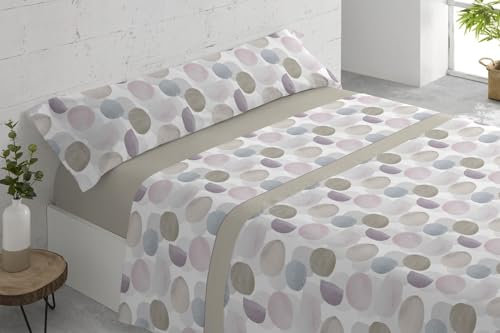 Donegal Collections - Juego de Sábanas Estampadas 3 Piezas Cama 135 cm - Juego de Sabanas 135x190 - Sabanas 135x190 - Incluye Sabana Bajera, Sabana Encimera, Funda de Almohada - Circ Beige