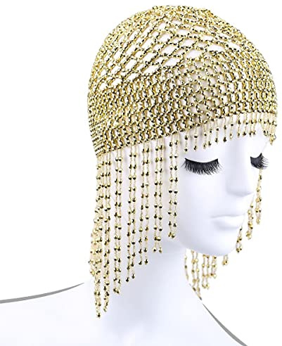 Zghhc Exotischer Perlen-Kopfschmuck, Bohemia-Quasten-Kopfschmuck, Bauchtanz-perlenkappe, Ägyptische Kleopatra-Haarschmuck, Braut-bühne-Performance-quastenhut
