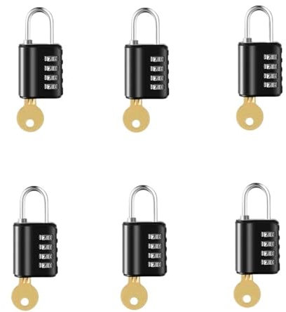 GCYEIDMA Zahlenschloss 3 Stück/6 Stück Zinklegierung, 4-stelliges Zahlenschloss mit Schlüssel, Dual-Channel-Management, Schule, Fitnessstudio, Spind, Schuppen(6 Pcs-01)