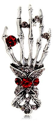 Broche squelette vintage pour femmes, hommes et filles, strass en cristal rouge, motif tête de mort d'Halloween, broche pour pull, robe, costume, sac à dos, broches punk, fête, bijoux, cadeaux,