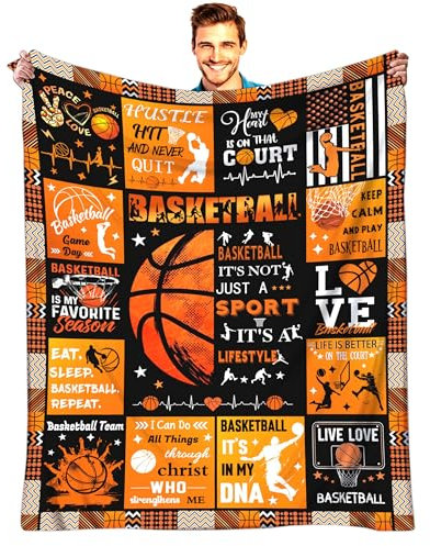 Basketballdecke, superweich, Basketball-Flanell, Überwurf, leichte Decke für Jungen, Mädchen, Frauen, Team-Basketball-Liebhaber, Geschenke, 203 x 152 cm