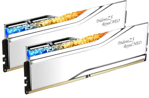 G.SKILL Trident Z5 Royal Neo Series (AMD Expo) DDR5 RAM 32GB (2x16GB) 8000MT/s CL38-48-48-128 1.45V Desktop Computer Memory UDIMM - Silver (F5-8000J3848H16GX2-TR5NS)