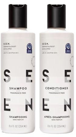 SEEN Shampoo & Conditioner Bundle, Fragrance-Free - Non-Comedogenic Hair Care Set, Dermatologist-Developed, Safe for Sensitive, Eczema & Acne-Prone Skin