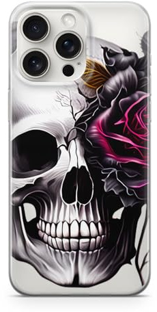 Sunny-Case Handyhülle TPU Transparent Gothic Skull Blossom M4 Gothik Skull SCHÄDEL Bumper Hülle kompatibel mit iPhone 16 PRO