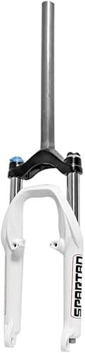 JvFbjLF 20 Inch Bike Fork BMX Oil Spring Suspension Fork 50mm Travel Extended Head Tube 1-1/8 Straight Front Fork(White)