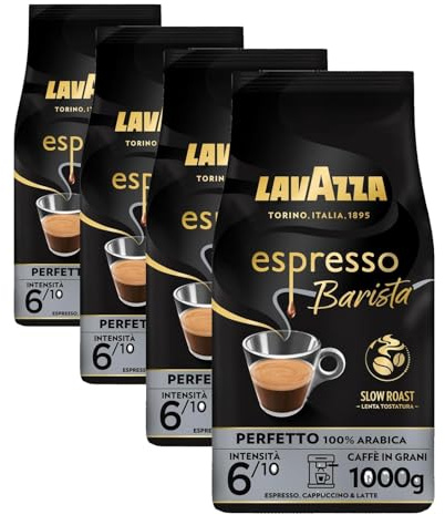 LAVAZZA - Café Grain Espresso Barista Perfetto - 100% Arabica - Intensité 6 - Paquet de 1 kg (Lot de 4)