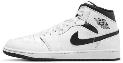 NIKE Air Jordan 1 Mid Scarpe da ginnastica da uomo, bianco e nero, 42.5 EU