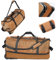 YHYEH 32 Reisetasche mit Weichen Seiten, Faltbar und mit Rollen, Erweiterbar von 110L auf 140L, Rolltasche mit 2 Rollen und Mehreren Taschen,Braun