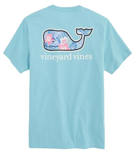 vineyard vines Men's Vintage Chappy Floral Whale Fill Short-Sleeve Pocket Tee, Turqs, XL
