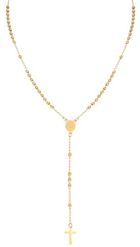 Eigso 3MM Oro Collana per Uomo Donna Collana Rosario Santa Croce Cristiana Ciondolo Crocifisso per Uomo Donna