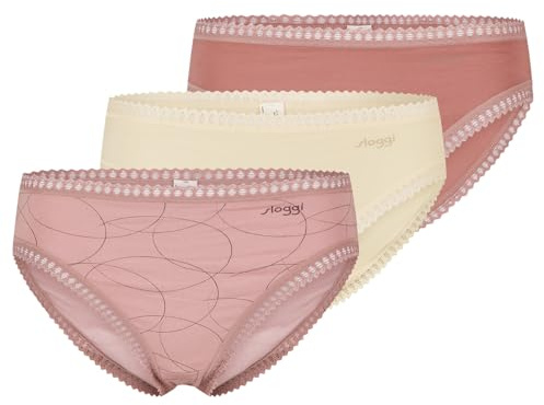 Sloggi GO Crush High Leg Briefs (3 Pack) Pink Pattern/Mauve/Cream Pink XL - 16