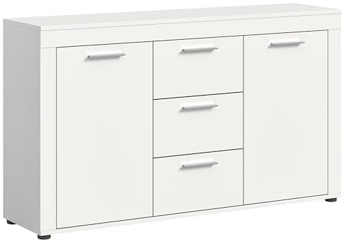 xonox.home Wohnzimmer Jam Sideboard Schrank Lowboard Wohnzimmerschrank Anrichte Stauraumschrank in weiß Melamin, ca.125x80x35 cm