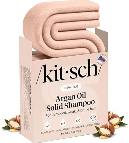 Kitsch Argan Oil Shampoo Bar for Hair Growth – Repairing Hair Shampoo for Women & Men – Strengthening & Moisturizing Hair Care – Paraben, Phthalates, Silicone & Sulfate Free - Made in USA, 3.2 oz