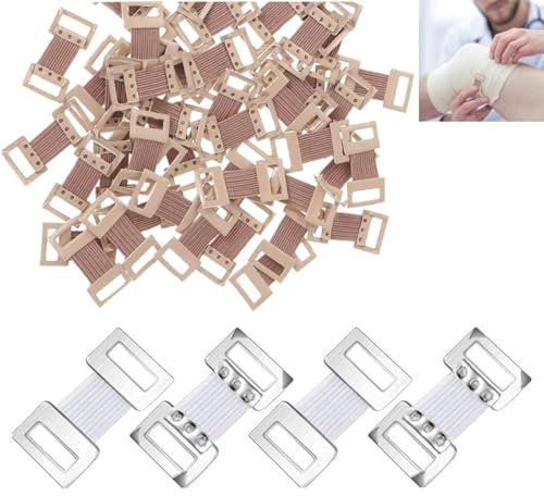 BOBOZHONG Benda Elastica Clip,40 Pezzi Clip per Bendaggio Elastico Gancio Fibbia Elastica Clip di Bendaggio Estensibile Stretch Metal Clips Ganci in Alluminio per Bende Elastiche