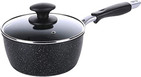 CQIKRWGWS Wok-Kochtopf, Milchtopf, antihaftbeschichtet, Kleiner Suppentopf, zusätzlicher Lebensmitteltopf, kleine Bratpfanne, Kochtopf mit ergonomischem Einzelgriff (16 cm)