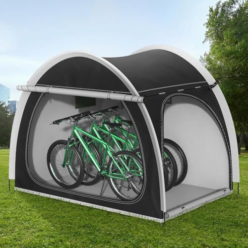 Fahrradzelt, 3 bis 4 Fahrräder, Fahhrradgarage 200x150x170cm, 210D Oxford-Gewebe Wasserdichter Portable Fahrradschuppen, geräumige Gerätezelt mit belüftetem Fenster & Doppelreißverschlüssen