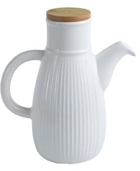 XYUERU Keramik-Olivenölspender,Vintage Öl Flasche Essigspender | Olivenöl Behälter zur Aufbewahrung in der Küche, Flaschenbehälter Ausgießer Staubdicht Sauce Cruet(White,750ML)