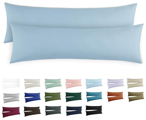 RUIKASI Seitenschläferkissen Bezug 40 x 145 Hellblau 2er Set - Oeko Tex Kissenbezug 40x145 cm mit Reißverschluss aus Mikrofaser, Seitenschläferkissenbezug 145x40 Pillow Case Pillow Cover