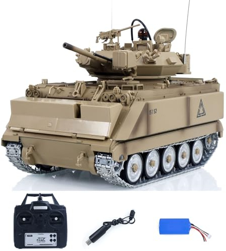 TOUCAN RC HOBBY Pro Version 1/16 US M2412-A M113A1 MRV RC Panzertruppentransporter RTR mit Infrarot, Rohrückstoß, Beleuchtung und Turmdrehung – Ferngesteuertes Panzer-Modell, ab 14 Jahren