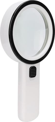 Electraline 58066 Beleuchtete Lupe mit 12 integrierten LEDs, 30 Lumen, 30-facher Zoom