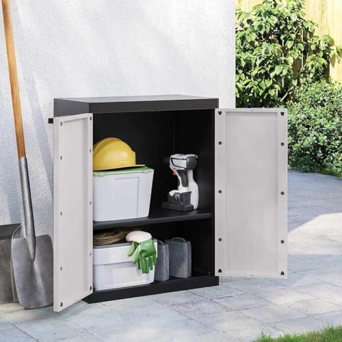 KTHLBRH Wetterfester Outdoor-Schrank mit verstellbarem Regal und Schloss, ideal für die Aufbewahrung von Gartenwerkzeugen und -bedarf in Terrassen und
