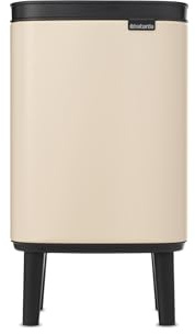 Brabantia Bo Waste Bin Hi 7L with Soft Close Lid, Removable Inner Bucket, and Transport Grip – Ideal Bathroom Bin, Bedroom, and Home Office – Soft Beige
