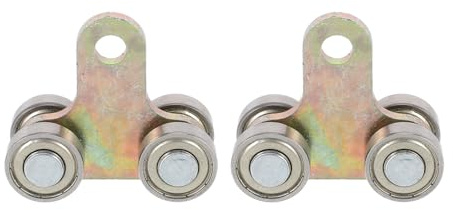 WEKADRIN 2 Pièces Rails Coulissants en Acier Inoxydable pour Portes Industrielles, 2 Roulettes à Billes Résistantes la Corrosion, Compatibles Portes Coulissantes de Serrage et Placard,
