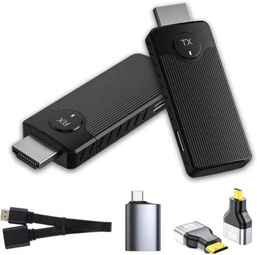 Transmisor y Receptor HDMI Inalámbrico, HDMI Inalámbrico para Transmitir Video y Audio, Alcance de 50m, 2.4GHz/5GHz, Plug & Play, para Portátil, PC a TV HD, Proyector, Pantalla de Conferencia - Negro