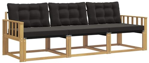 vidaXL Outdoor-Sofagarnitur mit Kissen 3 pcs Weiß und Schwarz, Outdoor Sofa, Gartenmöbel, modernes Ecksofa, Terrasse Lounge, komfortable Sitzgelegenheit