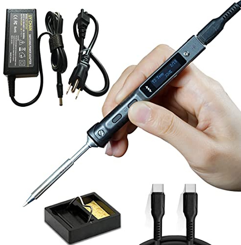 UY CHAN Original TS101 Soldering Iron Station Kit Upgraded from TS100 DC 65W PD 45W Power Programmable Smart Mini Electric Portable Soldering Pen with B2 Solder Tip USB Type C Cable