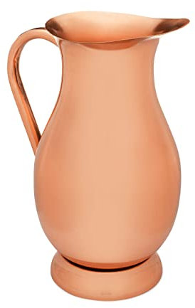 Premium 100% Kupfer Krug (2,0 l) – Authentische handgefertigte Wasserkanne – ohne Innenauskleidung – Bonus eBook
