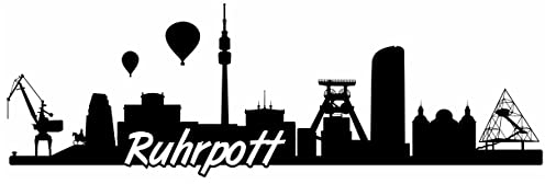 Samunshi® Ruhrgebiet Skyline Wandtattoo Sticker Aufkleber Wandaufkleber City Gedruckt Ruhrgebiet 120x40cm schwarz
