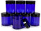 Vivaplex Lot de 8 bocaux ronds en verre avec couvercles noirs Bleu cobalt 236,5 ml