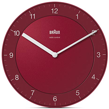 Braun Funkwanduhr Wanduhr, Kunststoff, Rot, normal