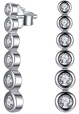 Beydodo Ohrringe Silber 925 Damen, Silber Ohrstecker mit Weiß Rund Zirkonia Ohrringe Nickelfrei Modeschmuck
