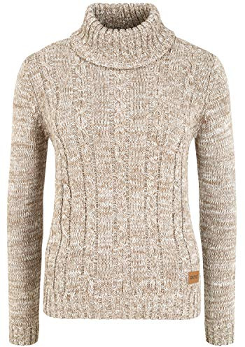 OXMO OXPhilipa Damen Rollkragenpullover Pullover mit Rollkragen 100% Baumwolle Regular fit, Größe:XL, Farbe:Dune (795409)