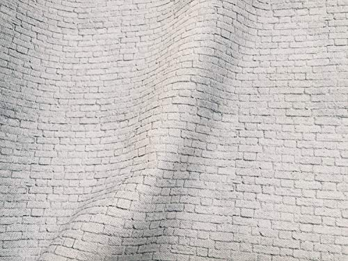 Kleine weiße Ziegelmauer, Baumwollstoff, Vorhangmaterial, Steinziegel, weiße Wand, kleine Ziegelsteine – 280 cm breit (Meterware)