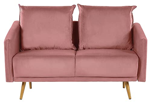 Beliani Modernes 2er Retro-Sofa aus Samtstoff in Rosa Maura